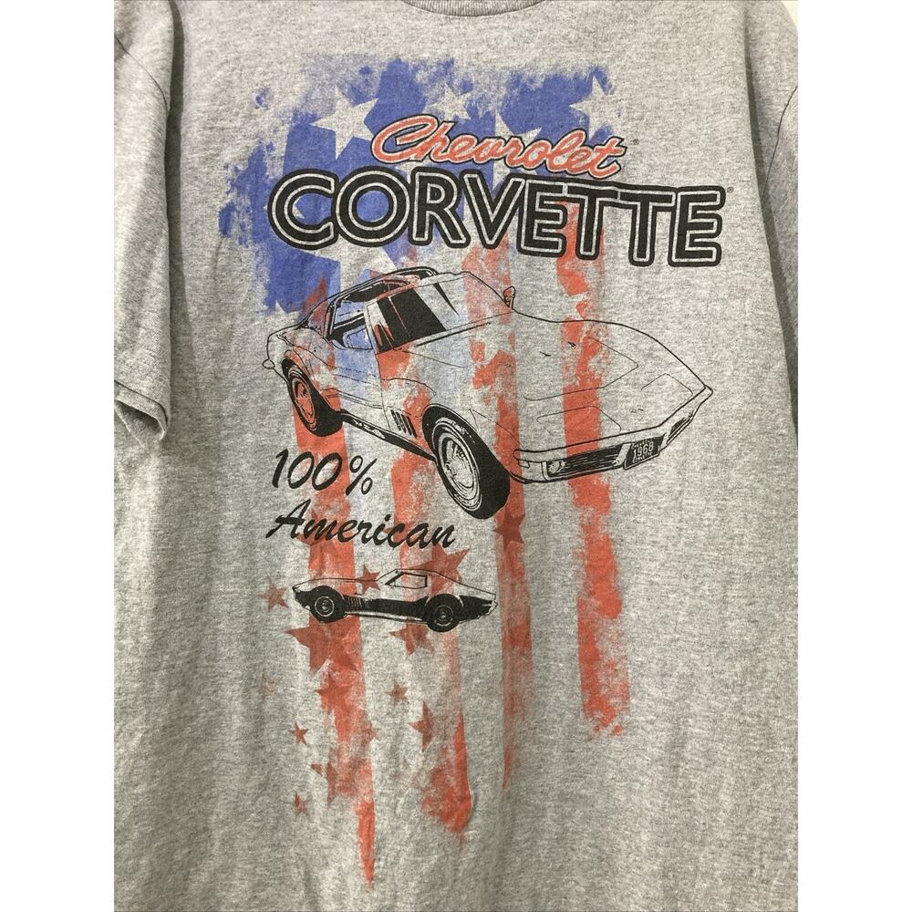 GM Chevrolet Corvette Graphic T-shirt Men’s Size Large American Cars Gray USA